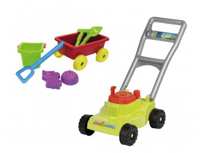 Bild zu Set Kinder Gartenspielzeug Rasenmäher mit Bollerwagen Leiterwagen Sandspielzeug 