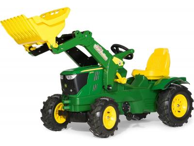 Bild zu Rolly Toys Traktor John Deere 6210R Luftreifen Trettraktor mit Frontlader