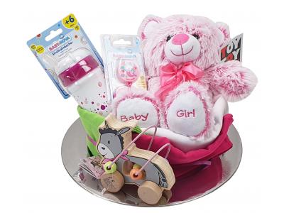 Bild zu Windeltorte mit Schutzengel rosa Stoffwindel Spielzeug Geschenk für Geburt