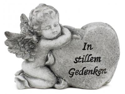 Bild zu Grabengel Grabfigur mit Herz Stein In stillem Gedenken 15 cm