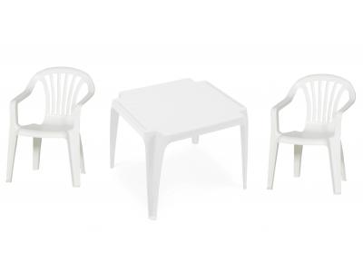 Bild zu Kinder Garten Sitzgruppe 1 Tisch 2 Stühle Gartenstuhl Sessel weiß