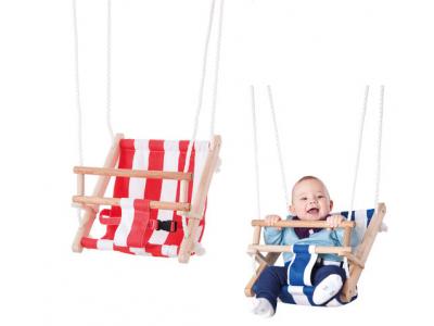 Bild zu Babyschaukel Holz Sicherheits Schaukelsitz mit Stoffbezug