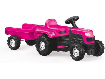 Bild zu Dolu Traktor rosa Einhorn Kinder Trettraktor pink mit Anhänger