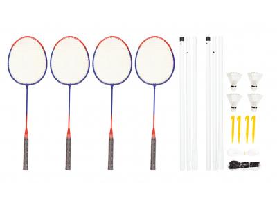 Bild zu Federball Badminton Set - 4 Schläger - mit Netz und Stangen mit Zubehör