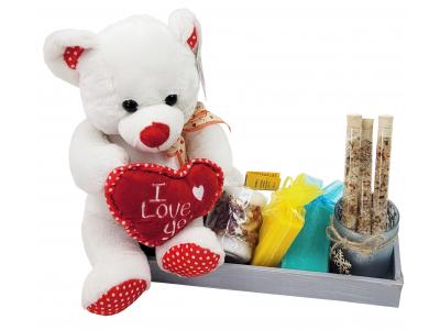 Bild zu Geschenk - Ich liebe Dich - mit Teddybär Bio Badeprodukt für Valentinstag Frau Freundin