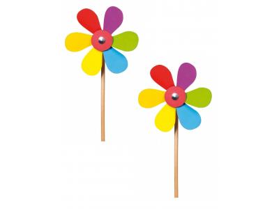 Bild zu 2 Stück Goki buntes Windrad Windmühle aus Holz Spielzeug und Dekoration