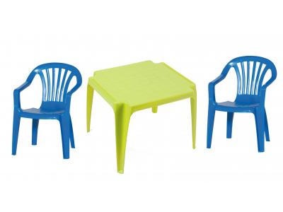 Bild zu Kinder Garten Sitzgruppe 1 Tisch 2 Stühle Gartenstuhl Sessel blau
