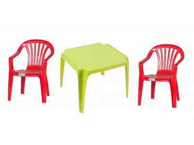 Bild zu Kinder Garten Sitzgruppe 1 Tisch 2 Stühle Gartenstuhl Sessel rot