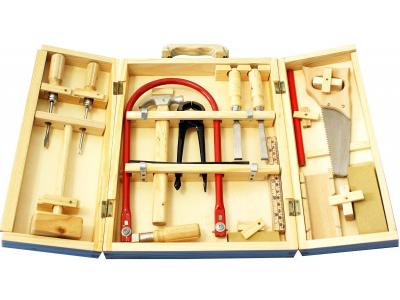 Bild zu Holz Kinder Werkzeug-Koffer mit Laubsäge und echtem Werkzeug 