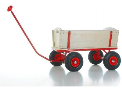 Bild zu stabiler Leiterwagen BollerWagen Holz mit Bremse und Luftreifen