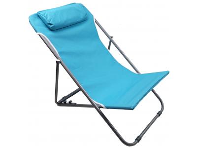 Bild zu Liegestuhl für Kinder Gartenstuhl Liege Strandliege blau mit Kopfkissen