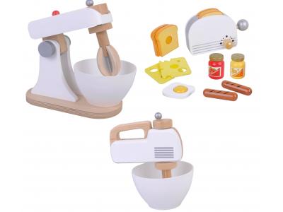 Bild zu Mega Küchengeräte Set aus Holz für Spielküche Toaster, Küchenmaschine, Mixer 