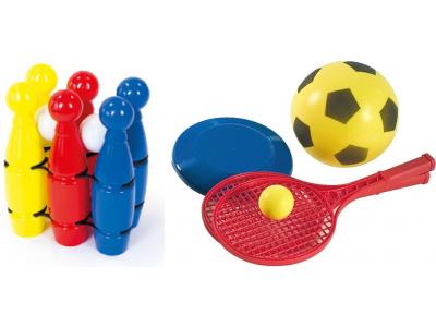 Bild zu Outdoor Freizeit Spiele Set für Kinder Kegelspiel Soft Tennis Softball Frisbee in Tasche