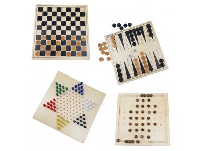 Bild zu Peri Spielesammlung aus Holz 4 Spiele Dame Halma Backgammon Solitaire
