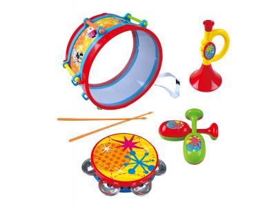 Bild zu 4 Instrumente Kinder Trommel Tambourin Maracas Tröte Rhythmusset