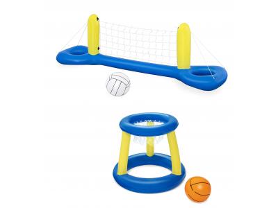 Bild zu Pool-Spielzeug Set Volleyball-Netz Basketball Ringwurfspiel aufblasbar
