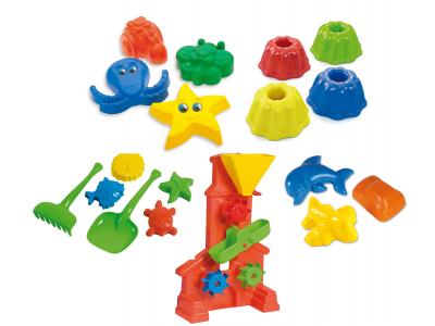 Bild zu Riesiges Sandspielzeug Set mit Sandmühle 15 Sandformen Guglhupf uvm