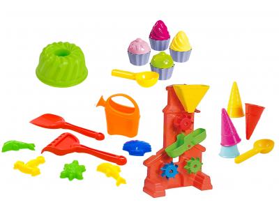 Bild zu Riesiges Sandspielzeug Set mit Sandmühle  Sandformen Cup Cakes Eis uvm