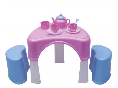 Bild zu Faro Teeparty Spieltisch mit 2 Hocker und Teeservice für Kinder