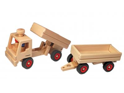 Bild zu Fagus Set LKW Kipper Kipplaster und Kipp-Anhänger aus Holz