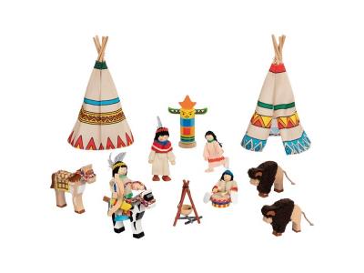 Bild zu Goki Biegepuppen Spielfiguren Indianer Indianerlager Puppenset 