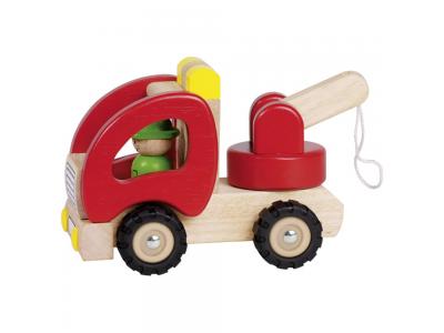 Bild zu goki - Abschleppwagen aus Holz mit echter Gummibereifung