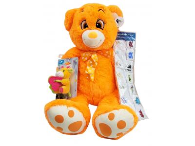 Bild zu Teddybär Teddy zur Geburt riesig mit Geschenken für das Baby Taufgeschenk