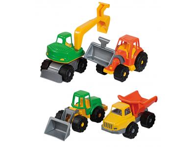 Bild zu 4 Stück Power Baufahrzeuge Bagger Sandbagger Muldenkipper Traktor auch als Sandpielzeug