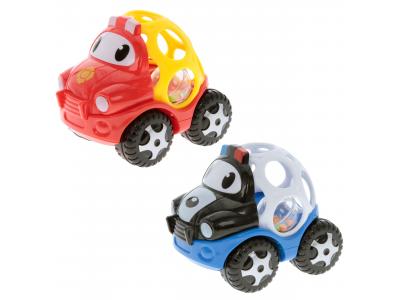 Bild zu Babyautos 2 Stück Comic Polizeiauto und Feuerwehrauto mit weichem Ball und Rassel
