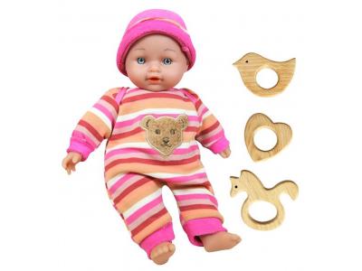 Bild zu Lissi Baby Gina Babypuppe Puppe mit 3 Holzspielsachen 