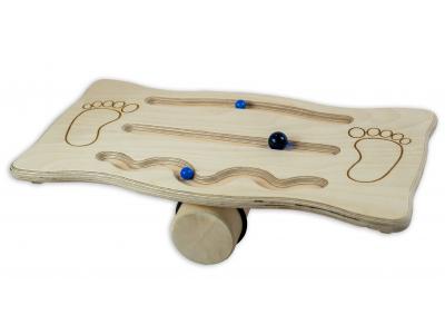 Bild zu Balance Board mit Rolle Wackelbrett aus Holz Gleichgewichtstrainer mit Murmeln