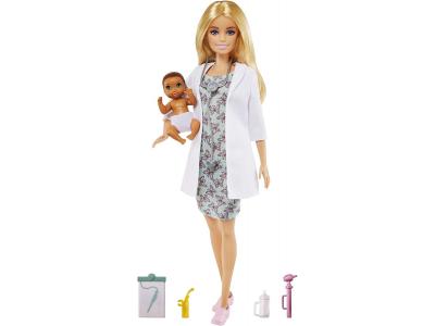 Bild zu Barbie Kinderärztin Spielset mit blonder Barbie und Babypuppe mit Zubehör