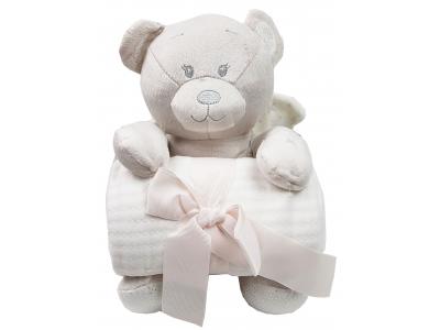 Bild zu Baby Geschenk Set Schutzengel Teddybär mit Babydecke beige