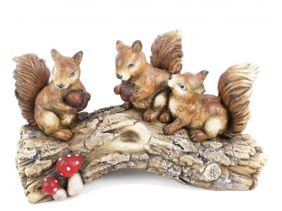 Bild zu Garten Dekoration Figur Eichhörnchen Familie auf Baumstumpf 39 cm