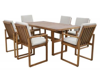 Bild zu Essgruppe Holz Garten Dining Sitzgruppe 6 Stühle 1 Tisch Akazienholz mit Polster