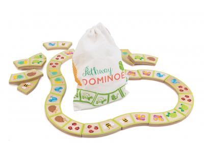 Bild zu Domino für Kinder aus Holz 21 teilig runde Steine Tiermotive 