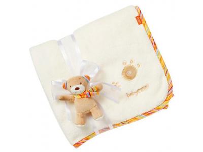 Bild zu Fehn Baby Kuscheldkecke Babydecke mit Greifling Plüsch Teddybär