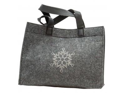 Bild zu Handtasche Einkaufstasche aus Filz Filztasche mit Stick 40 cm grau