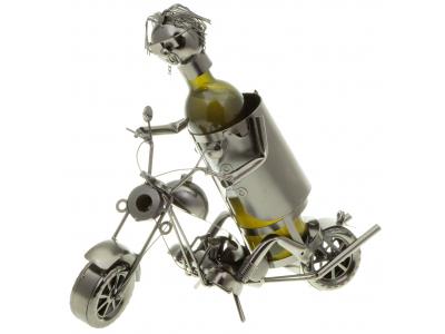 Bild zu Flaschenhalter Chopper Wein Flaschenständer Motorrad mit Fahrer aus Metall