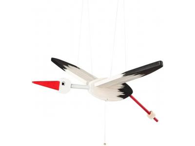 Bild zu fliegender Storch aus Holz 90 cm mit flatternden Flügeln