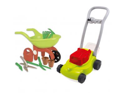 Bild zu Gartenspielzeug Set Schubkarre Rasenmäher mit Grasfang Topfset Rechen Gießkanne uvm