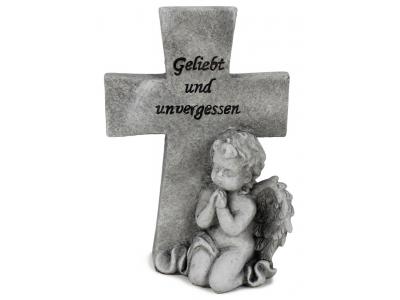Bild zu Grabkreuz mit Engel Grab Dekoration mit Schriftzug 20 cm
