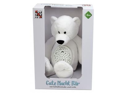 Bild zu Gute Nacht Teddybär mit Sternenhimmel Licht Projektor und Schlafmelodie 40 cm