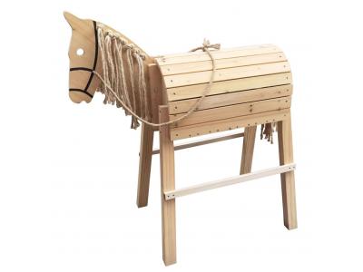 Bild zu Holzpferd Spielzeug Pferd aus Holz mit Zügel beweglichen Kopf in and out 103 cm
