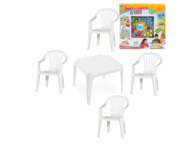 Bild zu Kinder Garten Sitzgruppe + Gigant Spielbrett Ludo 1 Tisch 4 Stühle Gartenstuhl Sessel weiß