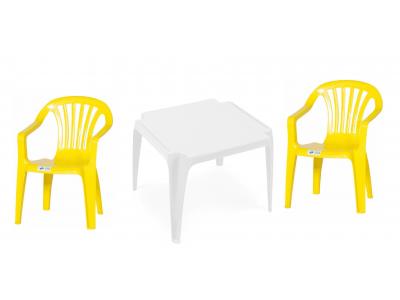 Bild zu Kinder Garten Sitzgruppe 1 Tisch 2 Stühle Gartenstuhl Sessel gelb