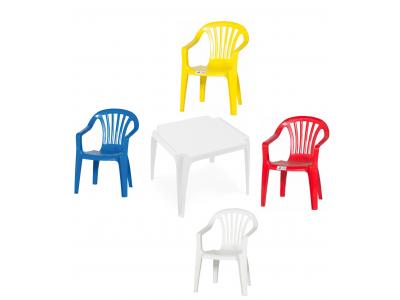 Bild zu Kinder Garten Sitzgruppe 1 Tisch 4 Stühle Gartenstuhl Sessel bunt