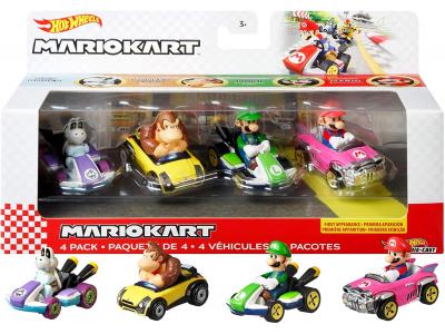 Bild zu Hot Wheels Mario Kart Die-Cast 4 Fahrzeuge Charaktere im Geschenkset
