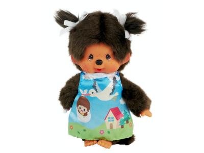 Bild zu Monchhichi Puppe Gril mit Storch Kleid und 2 Haarschleifen