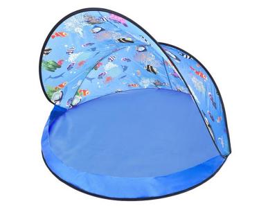 Bild zu Kinder Strandmuschel Dach mit Boden für Pool Sandmuschel Sonnenschutz blau
